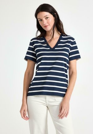 Lindex, LINDEX T-SHIRT WITH V-NECK LINDEX - Printtipaita - navy
