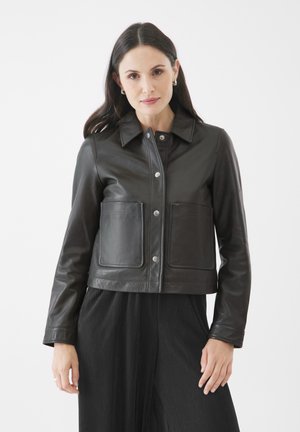 EVIE WORKER - Leren jas - smokey olive