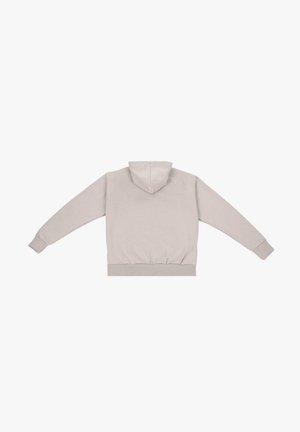 Felpa con cappuccio grigia chiara. Realizzata in tessuto morbido, presenta polsini e orlo a coste, e una vestibilità standard con un design semplice e minimalista.