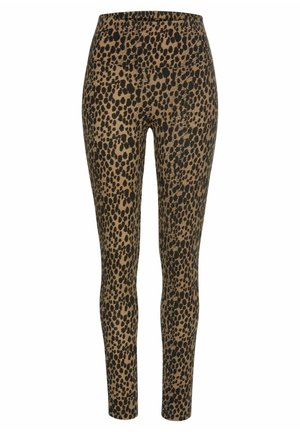 Leggings - Hosen - camelfarben-schwarz