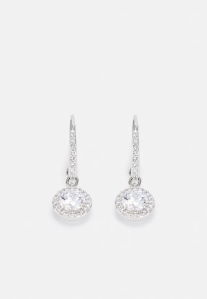 UNA DROP EARRINGS ROUND CUT PAVÉ - Earrings - silver-coloured