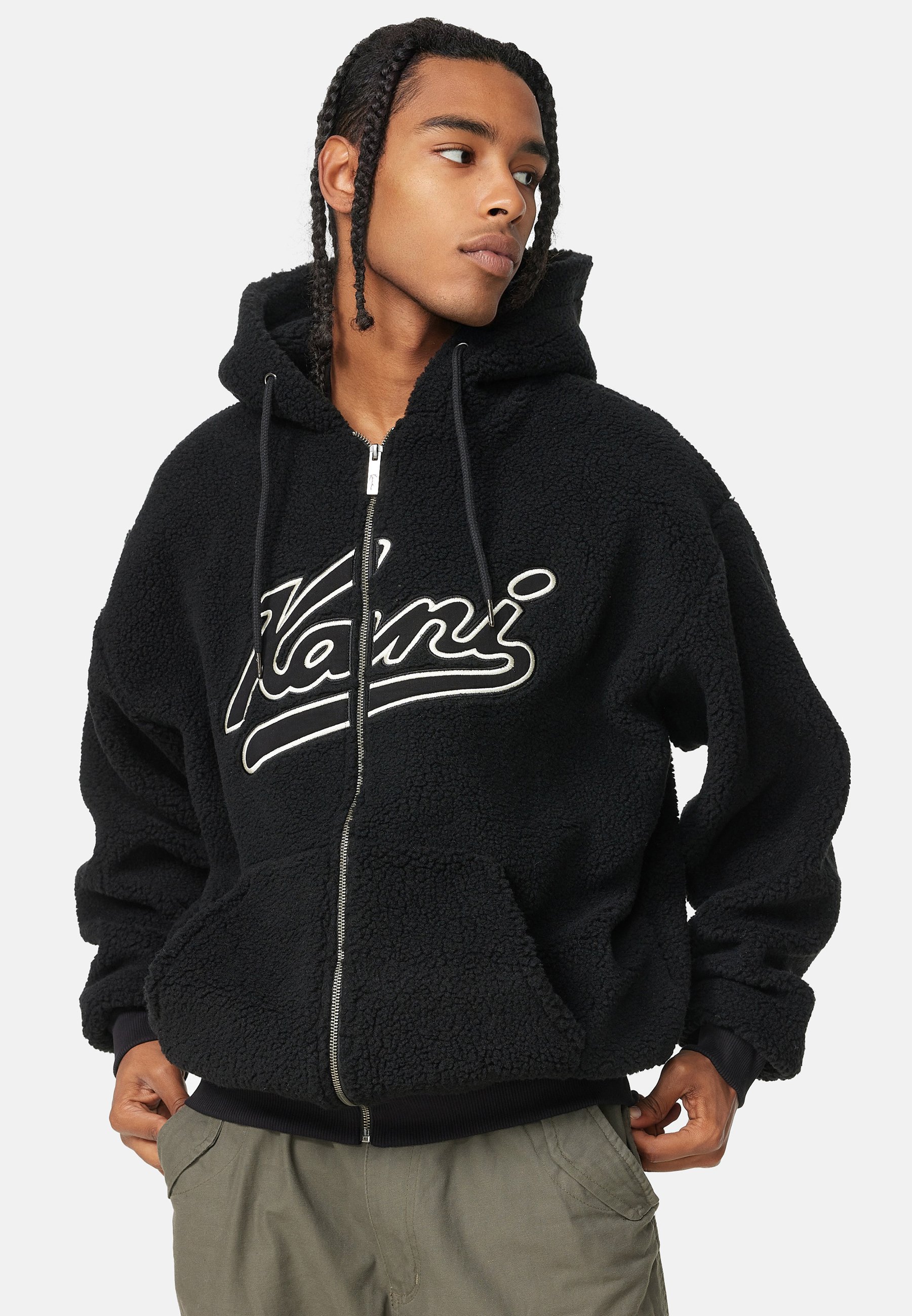 Karl Kani VARSITY TEDDY ZIP HOODIE - Fleecejas - black/zwart - Zalando.be