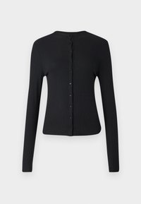 Long-Sleeve Mockneck Button-Through Top - Neuletakki - black beauty