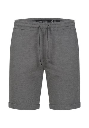 Grijze gebreide shorts met een gestructureerde afwerking, trekkoordtaille en opgerolde mouwen. Inclusief een merklabel op de tailleband.