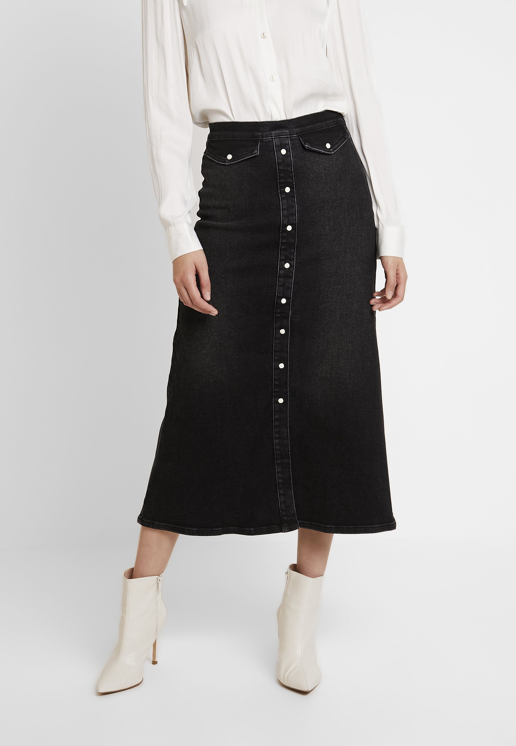 Gestuz ASTRID LONG SKIRT Jeansrok washed black Zalando.nl Gestuz ASTRID LONG SKIRT Jeansrok washed black Zalando.nl