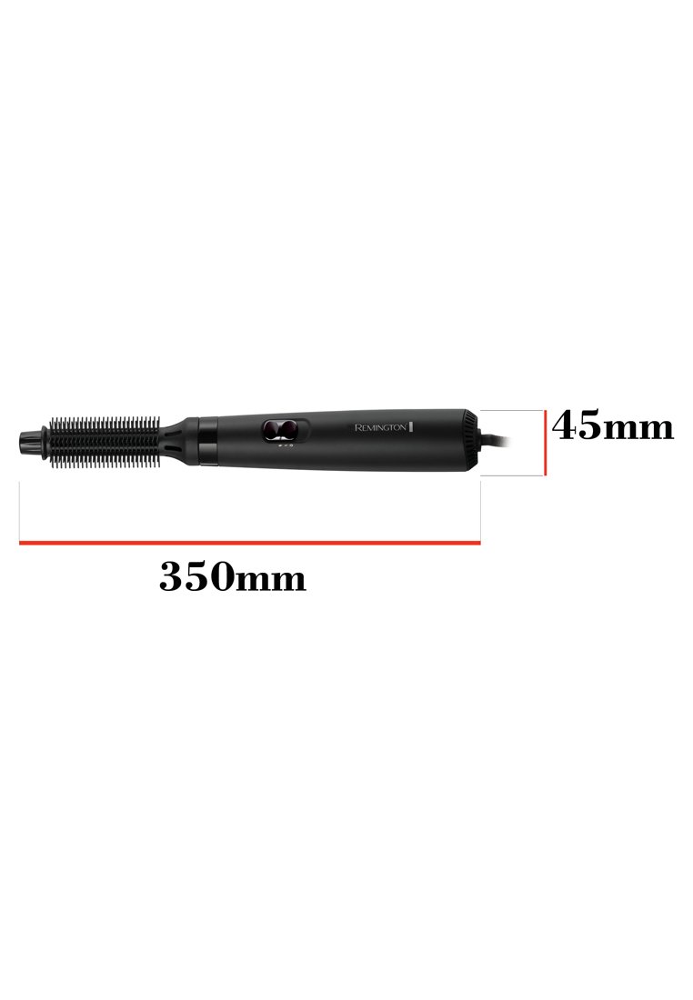 Remington Styling-Werkzeug, schwarzer Kunststoffkörper, zylindrische Form, 350 mm Länge, 45 mm Durchmesser, strukturierter Griff, Luftstromöffnungen.