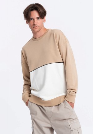 Sweatshirt - beige and white