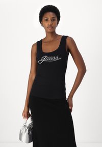 Guess LOGO RIB TANK - Top - jet black multi