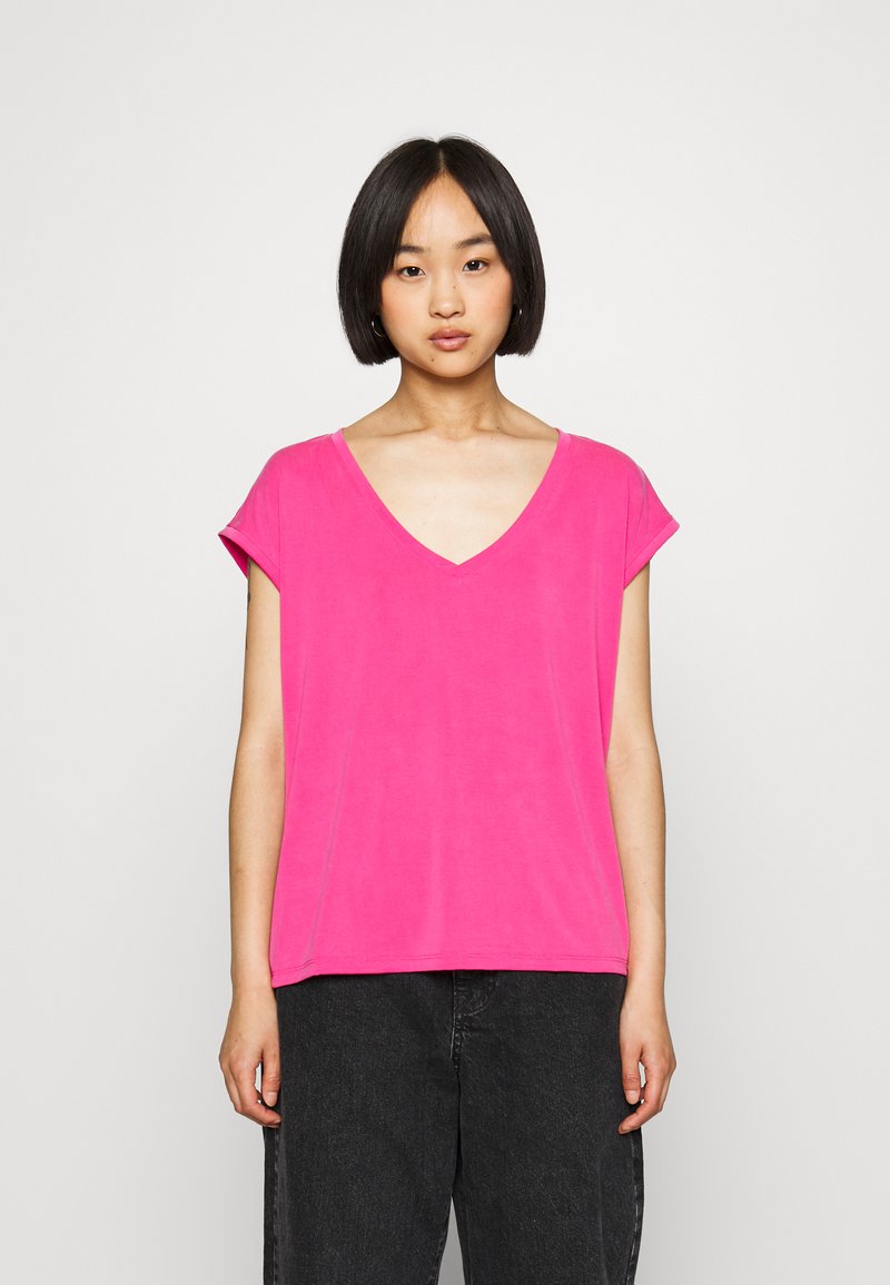 Vero Moda Petite VMFILLI V NECK - Tricou basic - fuchsia purple