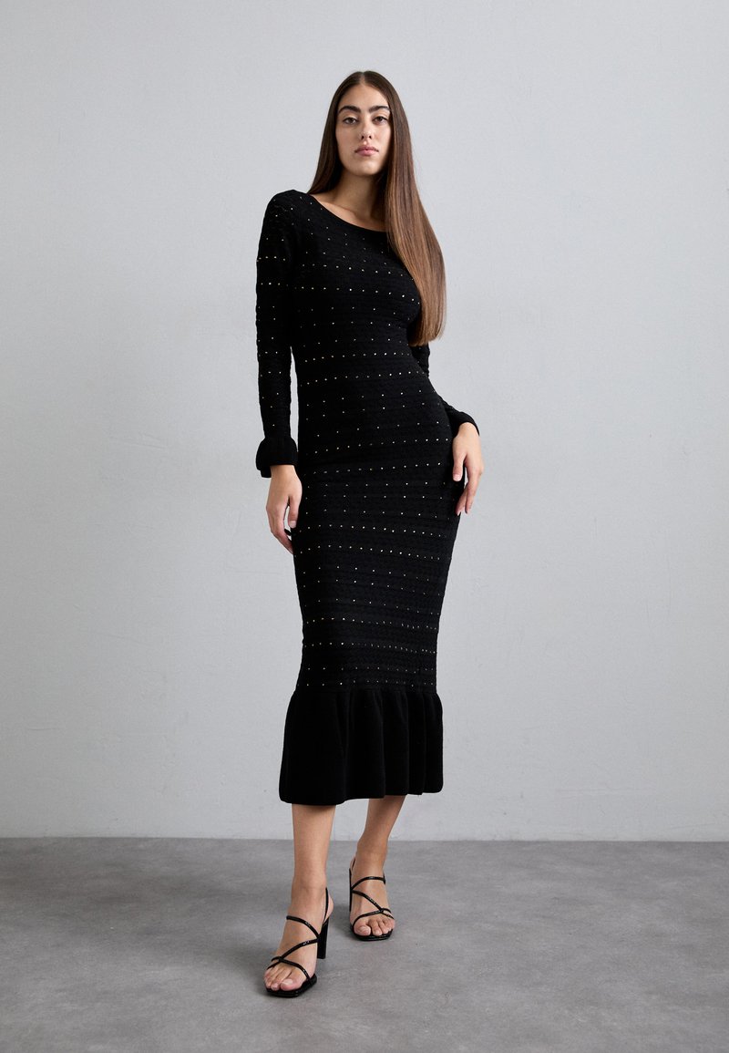 sandro ROBE MIDI POINT FANTAISIE - Jumper dress - noir/black - Zalando