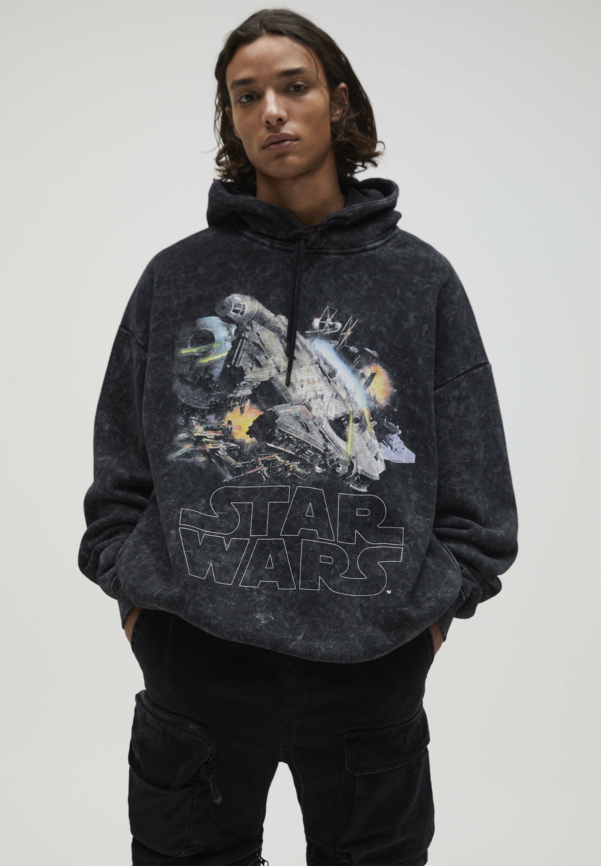 PULL\u0026BEAR STAR WARS - Kapuzenpullover - black/schwarz meliert - Zalando.de