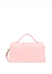 Borsa a mano in pelle rosa con un design strutturato, dotata di manico superiore e tracolla staccabile. Texture liscia e hardware minimal.