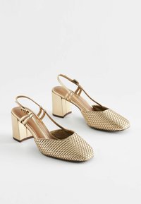 Next FOREVER COMFORT SQUARE TOE WEAVE BLOCK HEEL - Klassieke pumps - gold