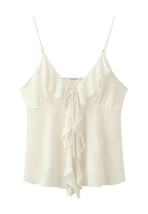 Stradivarius, RUFFLED STRAPPY TOP - Débardeur - beige