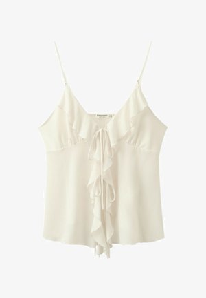 Stradivarius, RUFFLED STRAPPY TOP - Débardeur - beige