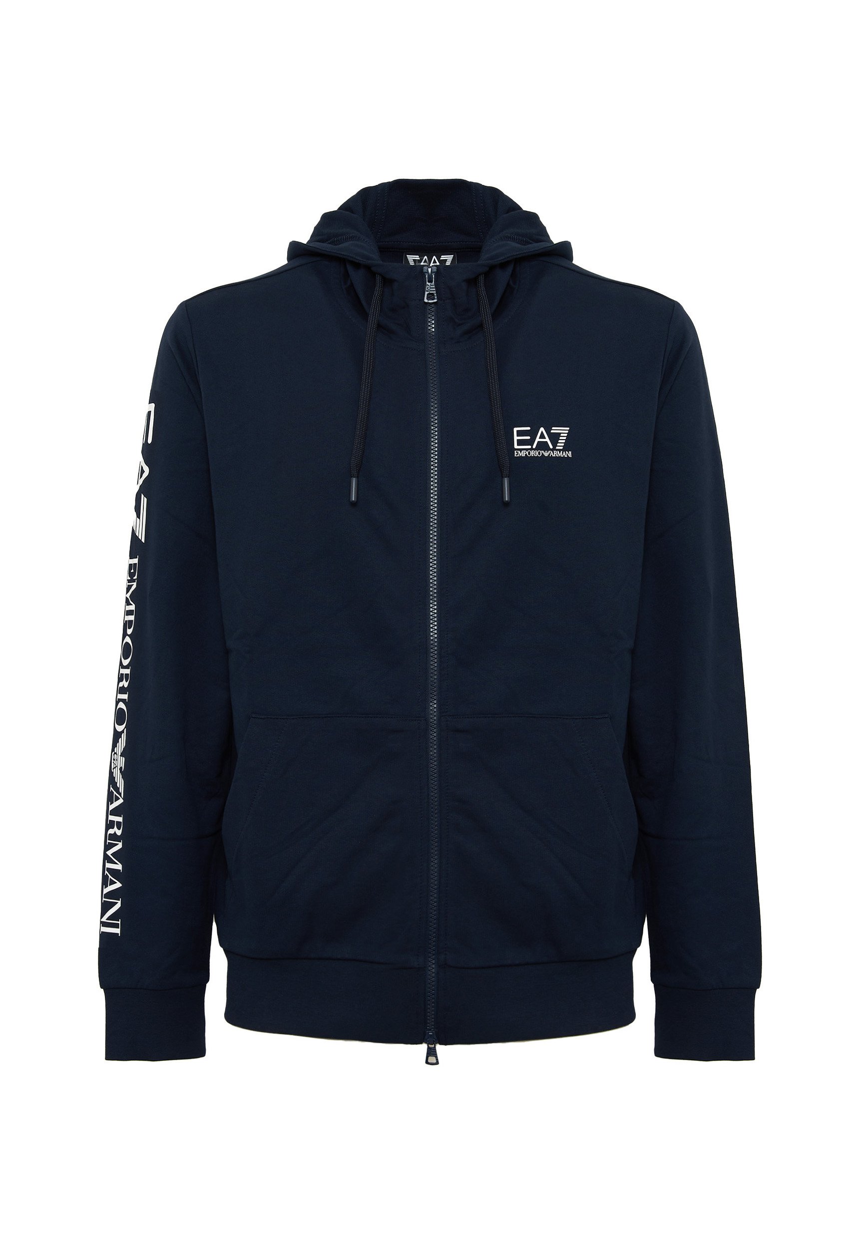 EA7 Emporio Armani 青 ジップアップパーカー EA7 Emporio Armani CON CAPPUCCIO UNISEX - Zip-up sweatshirt