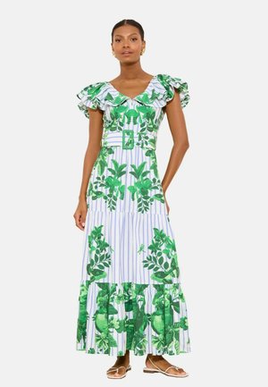 Lipsy, REGULAR FIT - EMBRODIERY FLORAL STRIPE RUFFLE MAXI DRESS . - Maxi dress - white