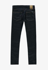 Donkerdenim jeans met een slim fit, voorzien van een tan label met "CARS" op de achterste tailleband en twee achterzakken.