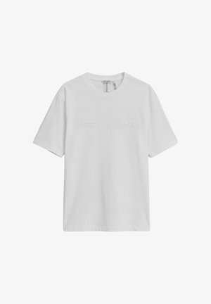 Camiseta blanca de manga corta con cuello redondo y logo en relieve "ANTONY MORATO" en el pecho sobre un fondo liso.