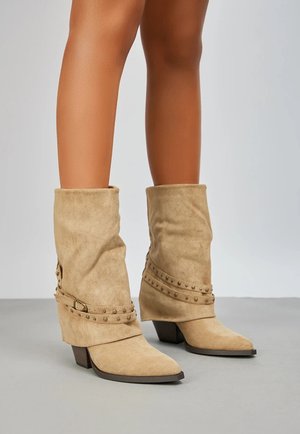 Bottines de cowboy / motard - taupe