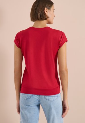 Cecil, KURZARM SHIRT MIT V-NECK IN UNIFARBE - T-Shirt basic - tamarillo red