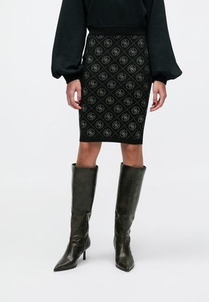 RHINESTONES SKIRT - Kokerrok - jet black