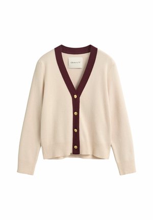 GANT, CONTRAST V-NECK CARDIGAN - Gilet - refined pink