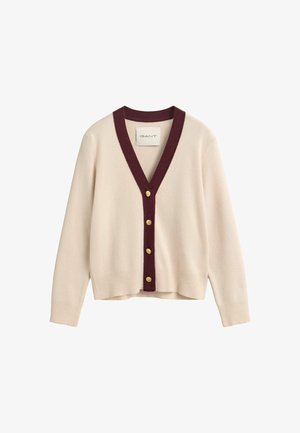 GANT, CONTRAST V-NECK CARDIGAN - Gilet - refined pink
