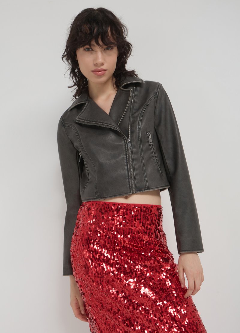 Calliope CLOU À EFFET VIEILLI - Kunstlederjacke - noir