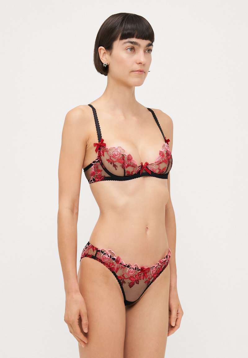 Soutien-gorge Armatures Noir Gemm Brodé Roses - Taille 95 115 J, Neuf Avec étiquettes, Fermeture Agrafe