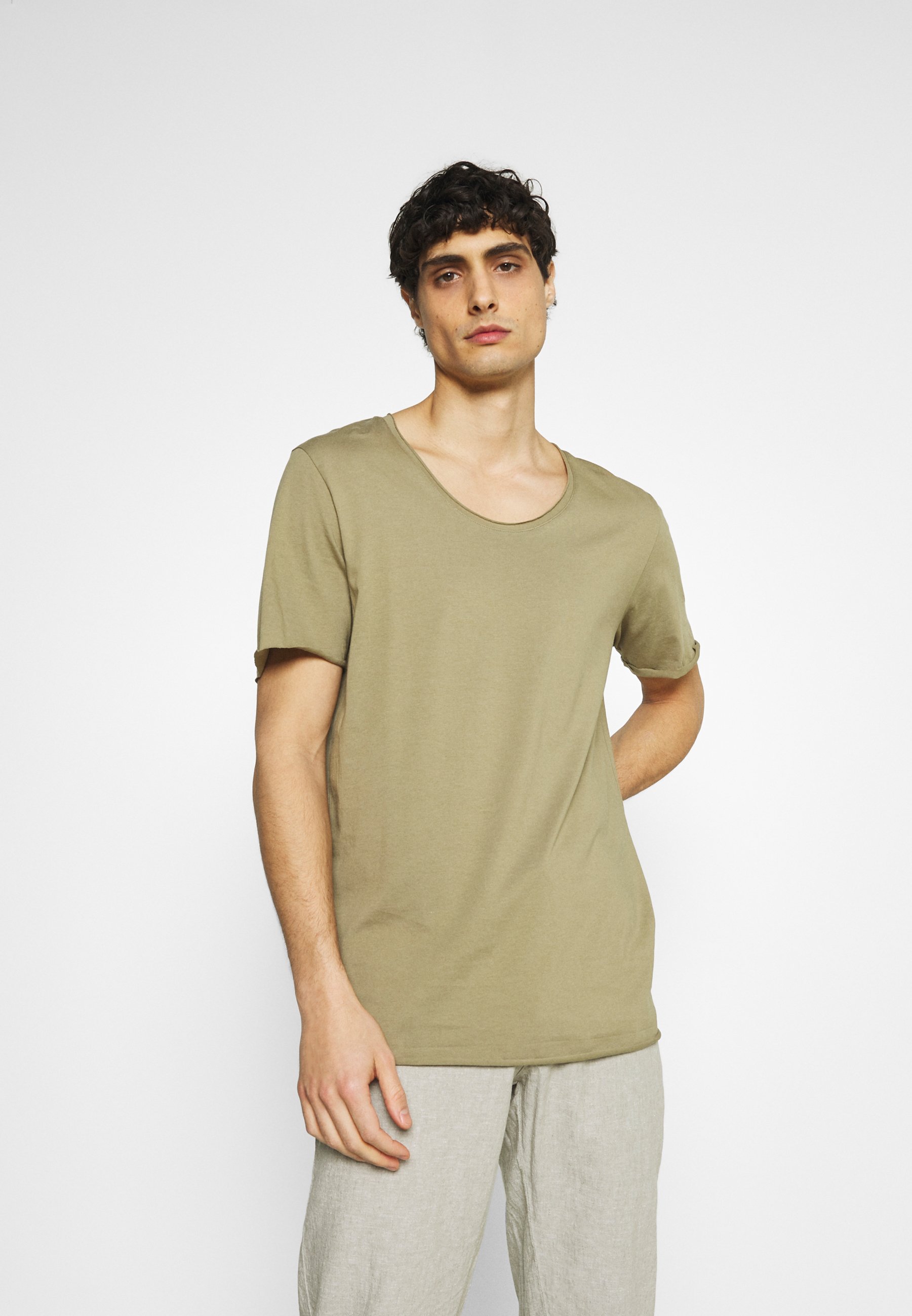 Selected Homme SLHWYATT O NECK TEE - T-Shirt basic - aloe/khaki