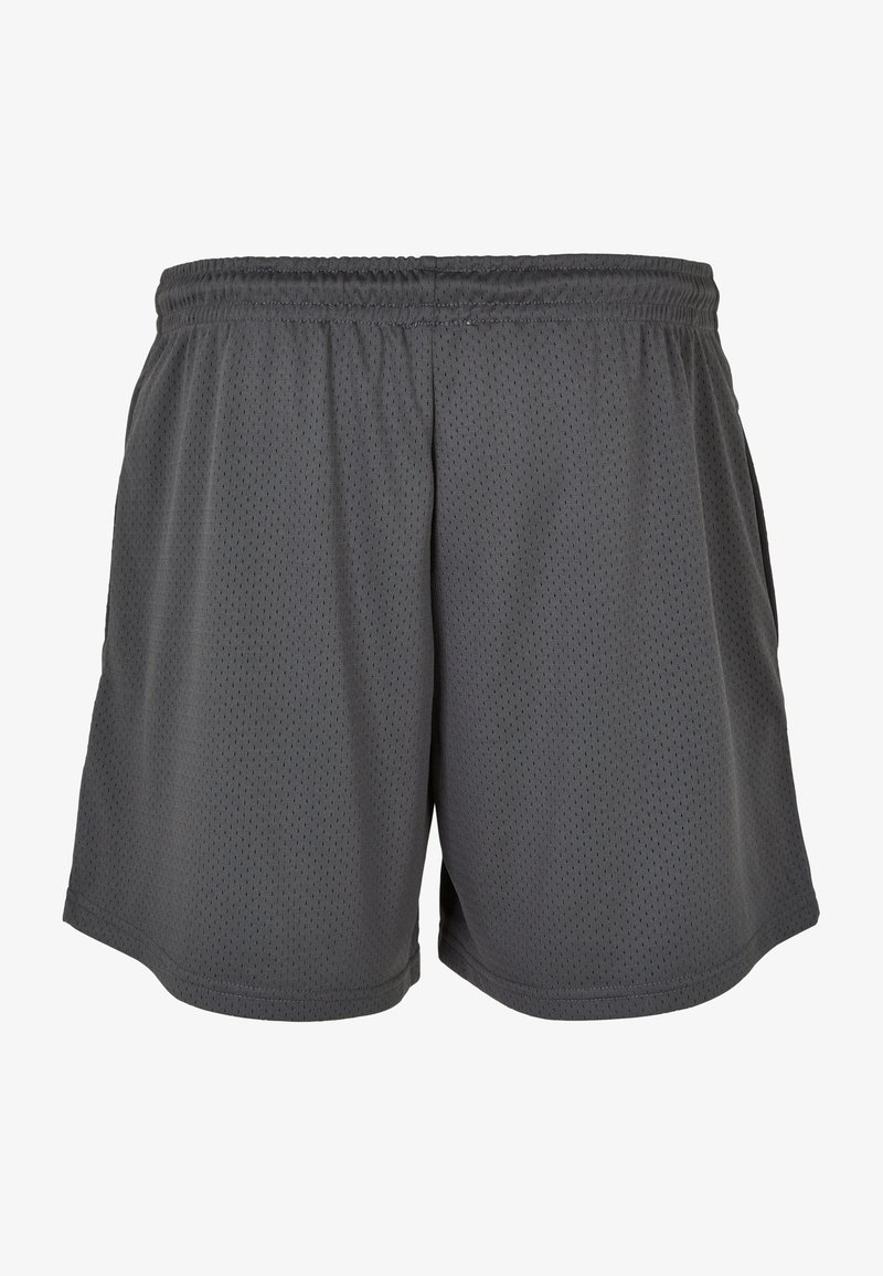 Gai sporta šorti, kas izgatavoti no elpojoša acs auduma, ar plašu elastīgu jostasvietu un atvērtu kāju dizainu bez redzamām kabatām.