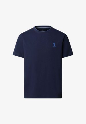 Laivastonsininen lyhythihainen pikeepaita, jossa pieni sininen "1 Hackett" -logo vasemmassa rinnassa.