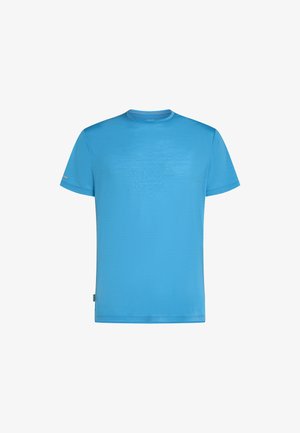 Kortärmad t-shirt med rund hals i klarblått, tillverkad av ett mjukt tyg. Har en subtil geometrisk design i en något mörkare blå nyans.
