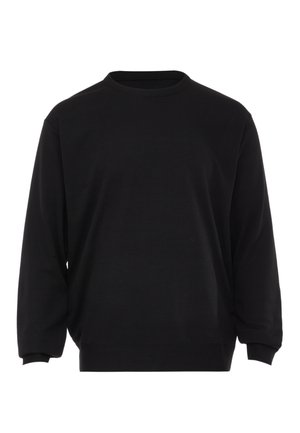 Sort sweatshirt lavet af blødt stof, med rund hals, lange ærmer og ribbede manchetter og kant for en behagelig pasform.