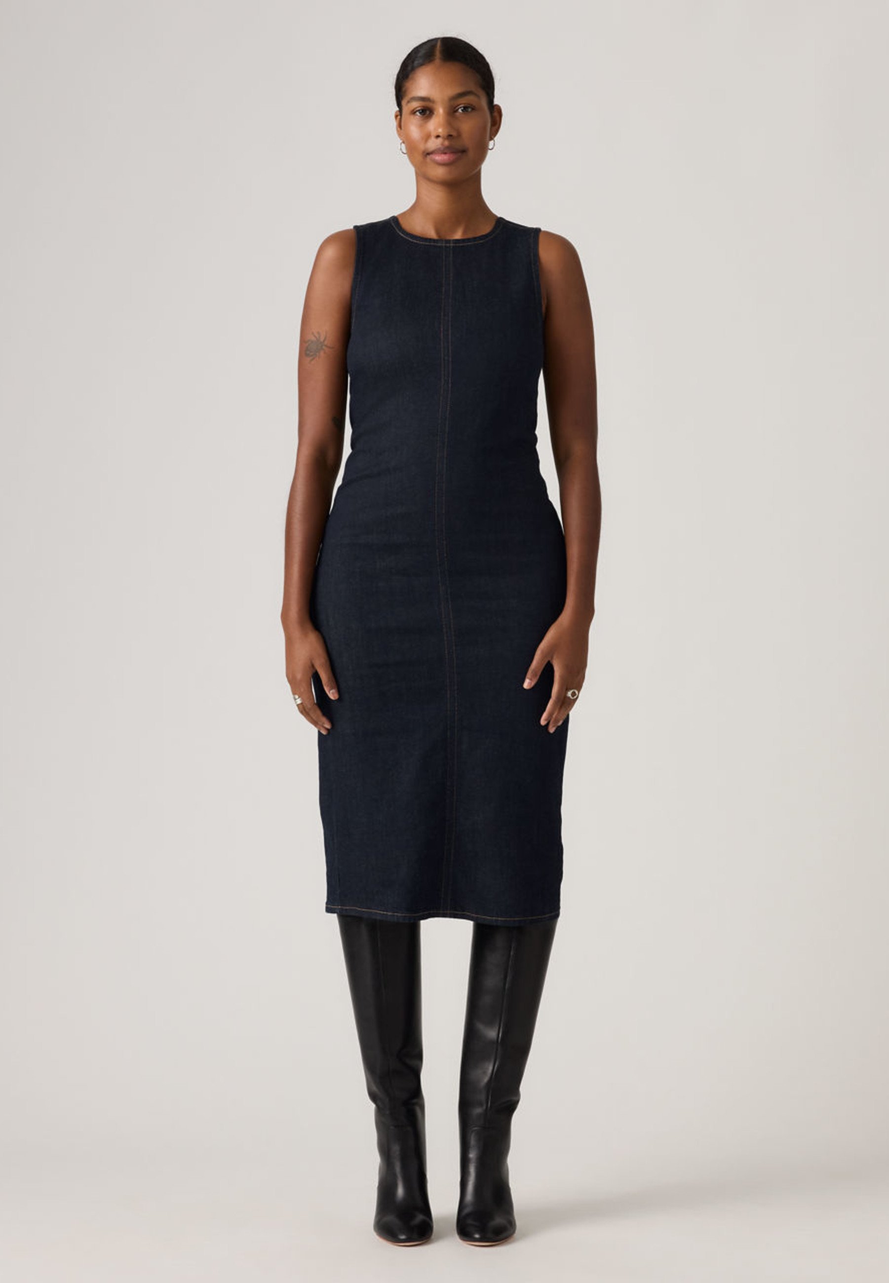 white christmas dresses Gentle Denim Column Skirt in Dark Blue main image 1