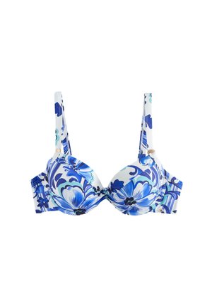 Next PADDED WIRED HALTER STANDARD - Sutien costum de baie din două piese - white/blue porcelain