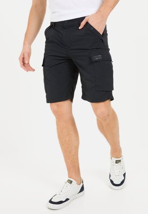 Zwarte cargoshorts van lichtgewicht stof, met meerdere zakken, een losse fit en een strakke silhouette. Ideaal voor casual kleding.