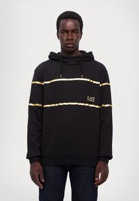 EA7 Emporio Armani TRAIN ATHLETIC HOODIE - Sweatshirt - black/gold