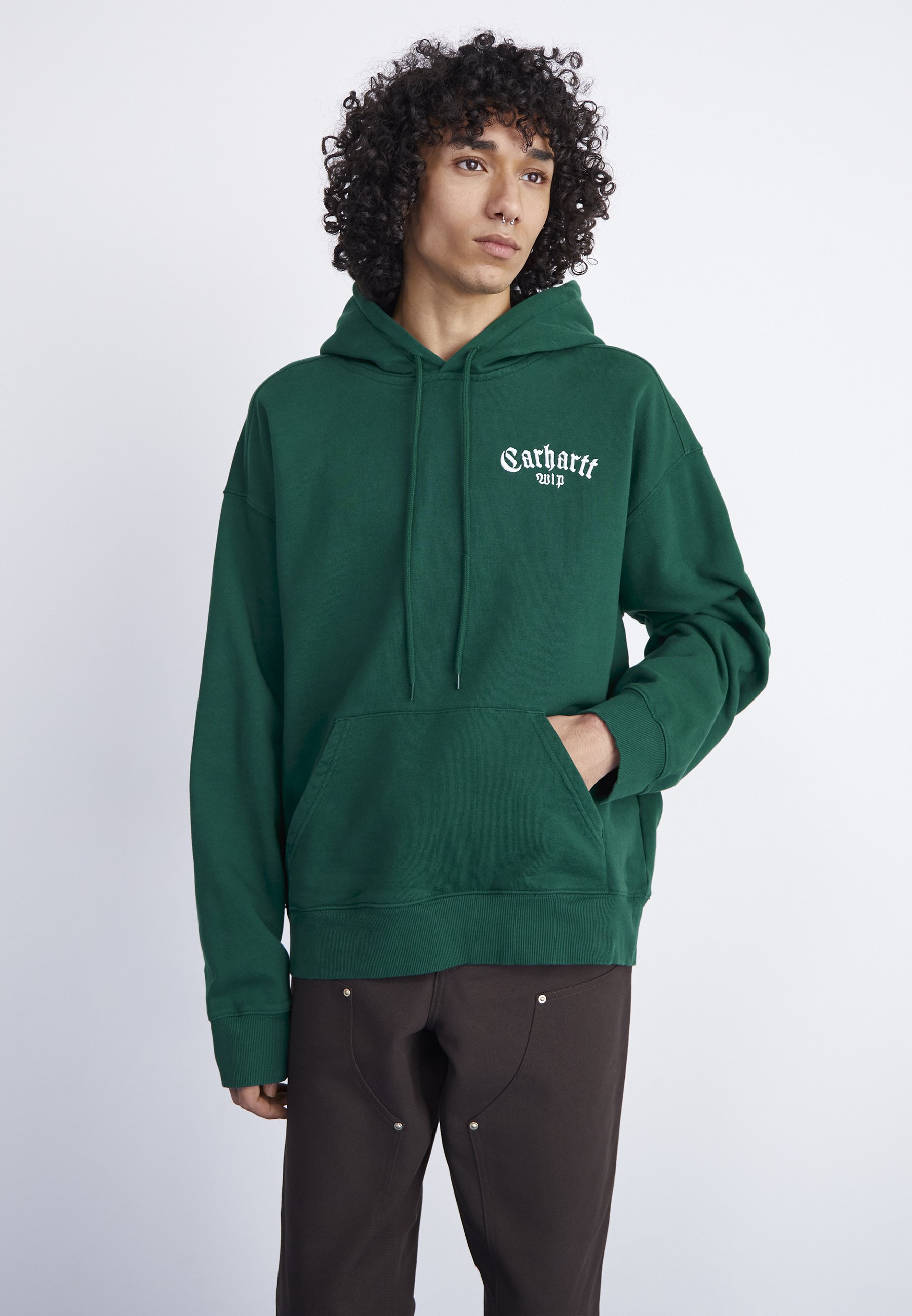 Carhartt WIP HOODED ONYX SCRIPT - Hoodie - chervil/white/green 