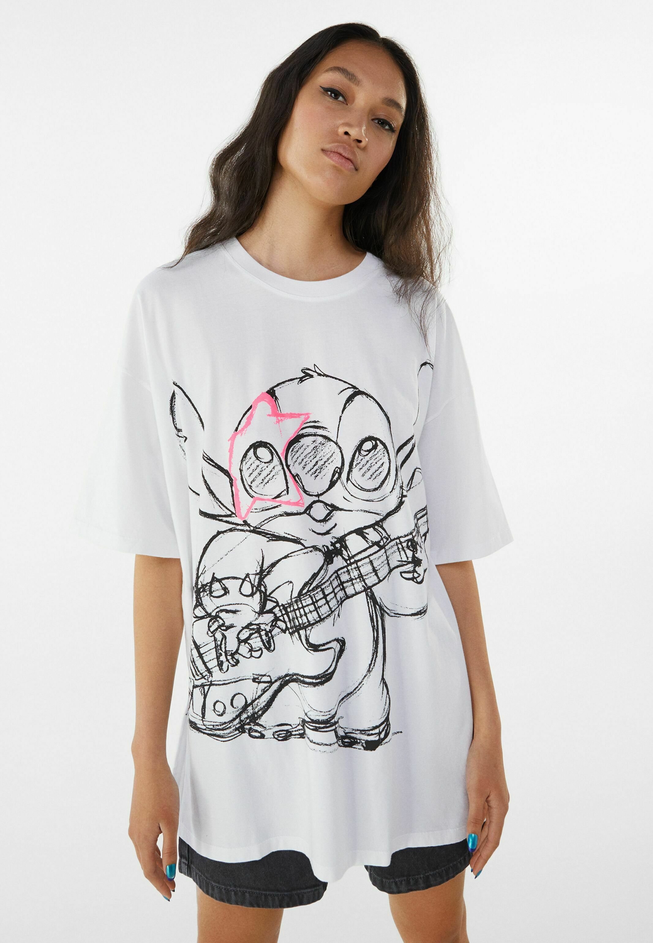 Bershka STITCH - T-Shirt print - white 