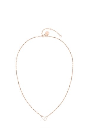 Fijn gouden kettinkje met een klein, open hartvormig hangertje en verstelbare sluiting op een witte achtergrond.