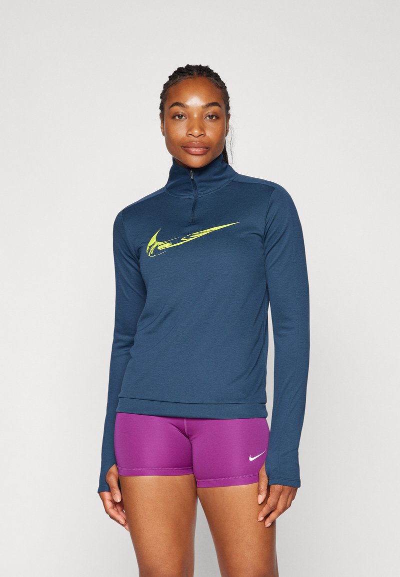 Nike Performance Top dugih rukava - armory navy/bright cactus
