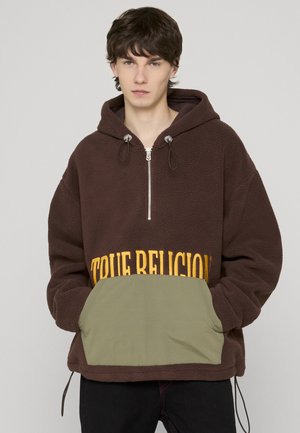 FLEECE HALF ZIP HOODIE - Hoodie - coffee bean