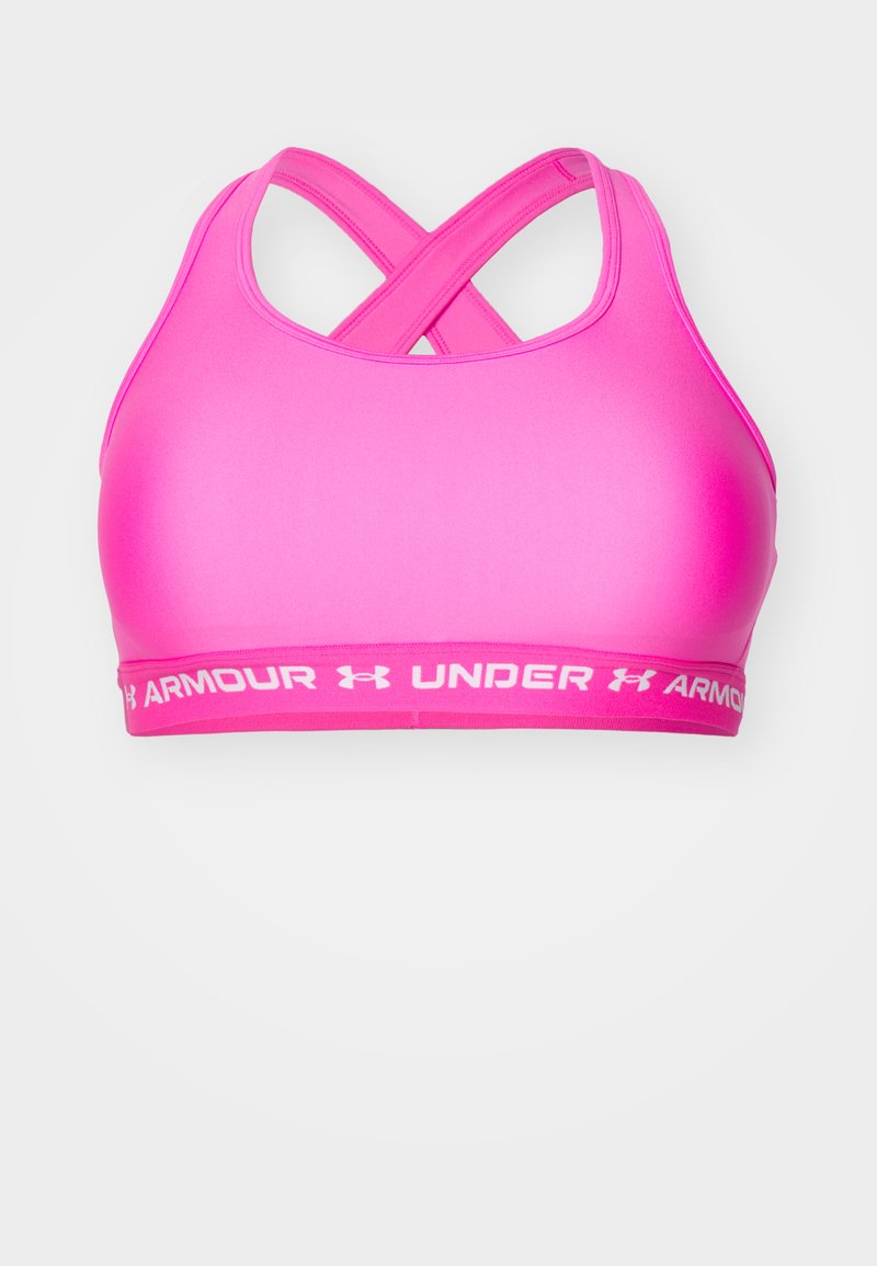Under Armour CROSSBACK MID BRA - Vidēja atbalsta sporta krūšturis - rebel pink/white