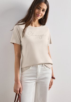 Street One, T-SHIRT MIT RUNDHALS UND WORDING ARTWORK - T-shirt imprimé - clay sand