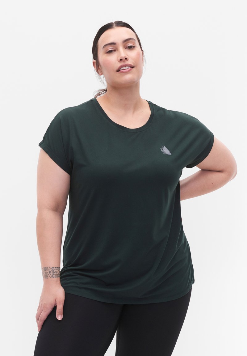 Active by Zizzi KURZARM - T-shirt basic - scarab