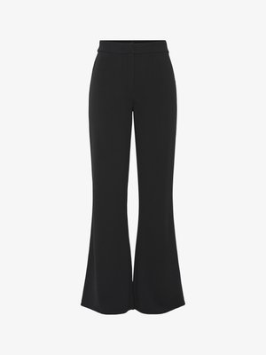 Mustad flared püksid siledast kangast, millel on istuv vöökoht, küljetaskud ja puhas eesmine voldik, et anda kohandatud välimus.