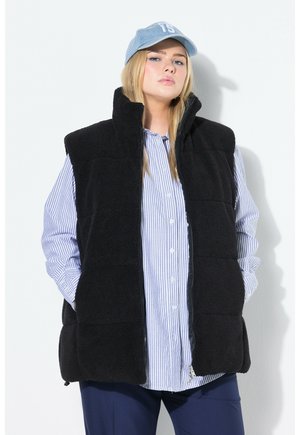WENDE LOOSE SHAPE, GLATTES WEB/TEDDYPLÜSCH - Bodywarmer - black