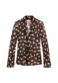 Massimo Dutti FLOWING GARMENT WITH SCARF COLLAR - Blůza - mottled dark brown